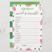 Papier Jeu de course de mots d'anniversaire avec Réponse (Devant / Derrière)