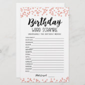 Papier Jeu de course de mots d'anniversaire avec réponses (Devant / Derrière)