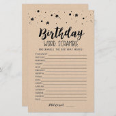 Papier Jeu de course de mots d'anniversaire avec réponses (Devant / Derrière)