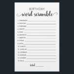 Papier Jeu de course de mots d'anniversaire avec réponses<br><div class="desc">Achetez ce jeu monochrome et profitez d'une carte de jeu de mots Anniversaire de haute qualité pour votre événement! Design noir et blanc. RÉPONSES : 1-INVITATION,  2-CONFETTI,  3-WRAPPED,  4-PINATA,  5-GÂTEAU,  6-ANNIVERSAIRE,  7-PRÉSENT,  8-HEUREUX,  9-GIFTS,  10-INVITÉS,  11-MAGIQUE,  12-BALLON,  13-BANNIERS,  14-FRIFRIFRIFRIFRIFY DS,  15-LOVE</div>