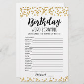 Papier Jeu de course de mots d'anniversaire avec réponses (Devant / Derrière)