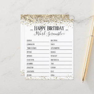 Papier Jeu de course de mots de fête d'anniversaire