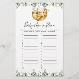 Papier Jeu de course de nom de Baby shower Twin Slots