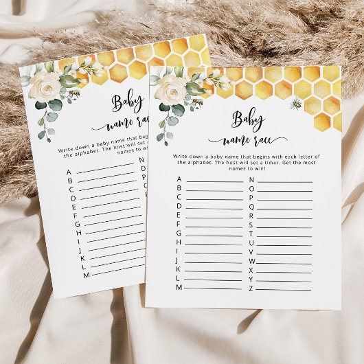 Papier Jeu de course de nom de bébé Maman abeille