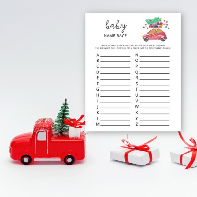 Papier Jeu de course de nom de bébé pour voiture d'hiver (Créateur téléchargé)