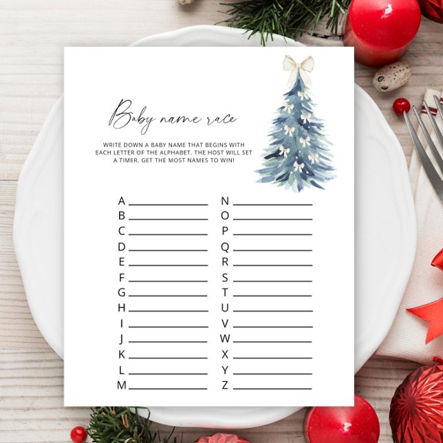 Papier Jeu de course de noms de bébé au pin d'hiver (Créateur téléchargé)