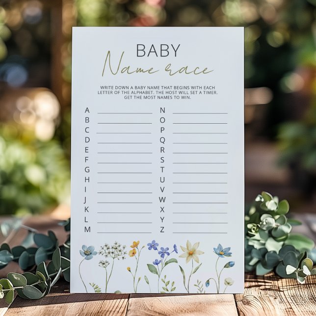 Papier Jeu de course de noms de bébé floraux de printemps (Créateur téléchargé)