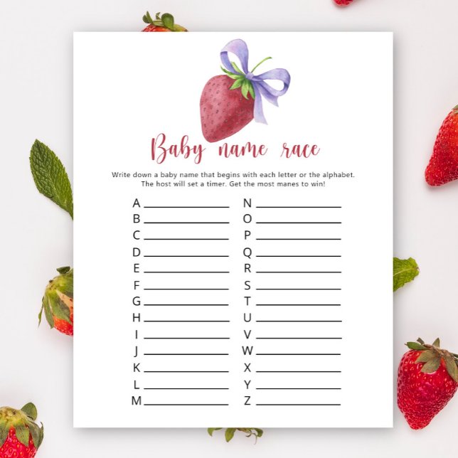 Papier Jeu de course de noms de bébé - Fraise (Créateur téléchargé)