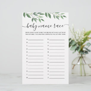 Papier Jeu de course de noms de bébé Jeu de fête pour Bab