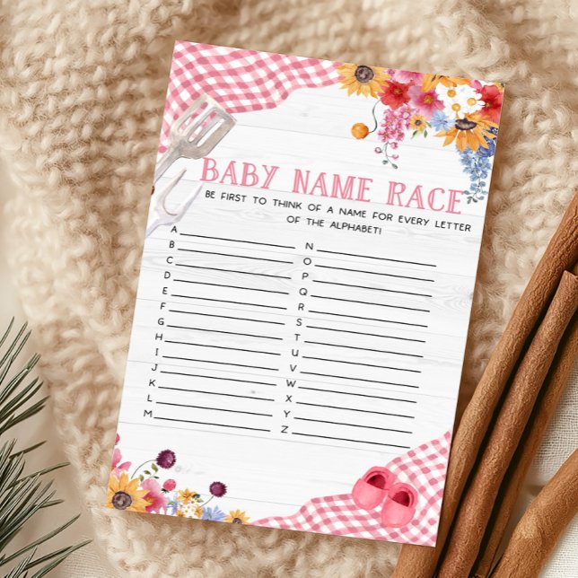 Papier Jeu de course de noms de bébé sous la douche barbe (Girl Baby-Q Baby Shower Baby Name Race Game)