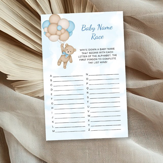 Papier jeu de course de noms de bébé Teddy Bear (Créateur téléchargé)