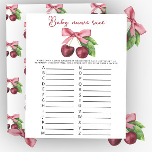 Papier Jeu de course de prénom bébé shower Cerises