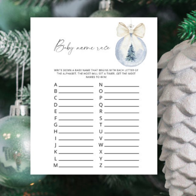 Papier Jeu de course de prénom de bébé Noël d'hiver (Créateur téléchargé)