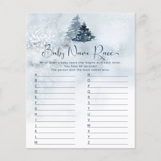 Papier Jeu de course pour bébé d'hiver (Devant)