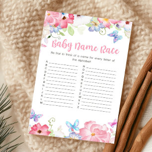 Papier Jeu de course pour le nom de bébé Papillon Floral