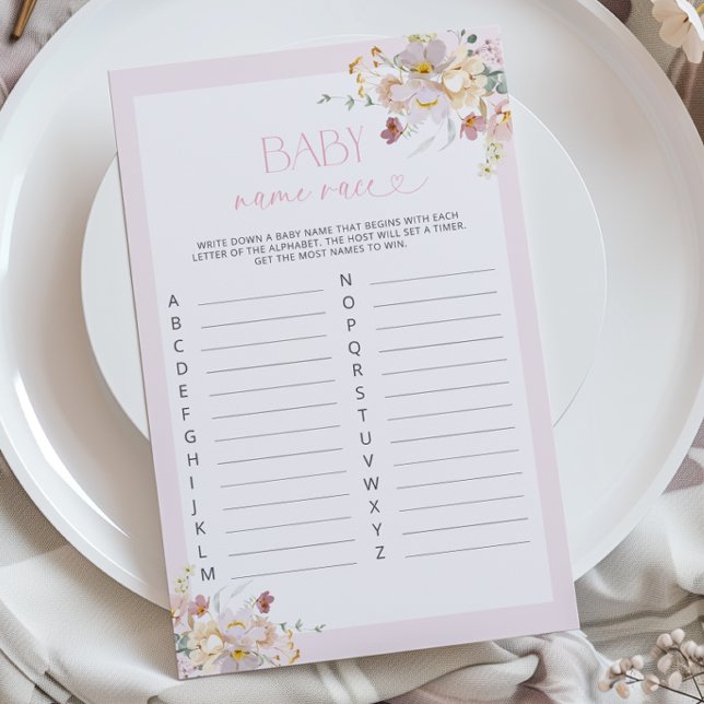 Papier Jeu de course pour le nom du bébé à fleurs rose te (Créateur téléchargé)