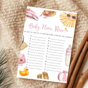 Papier Jeu de course pour le nom du bébé Shower Rose Spli