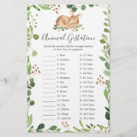 Jeu de démonstration des animaux de Baby shower de