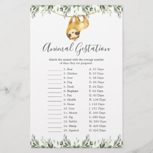 Papier Jeu de démonstration des animaux du Baby shower Sl