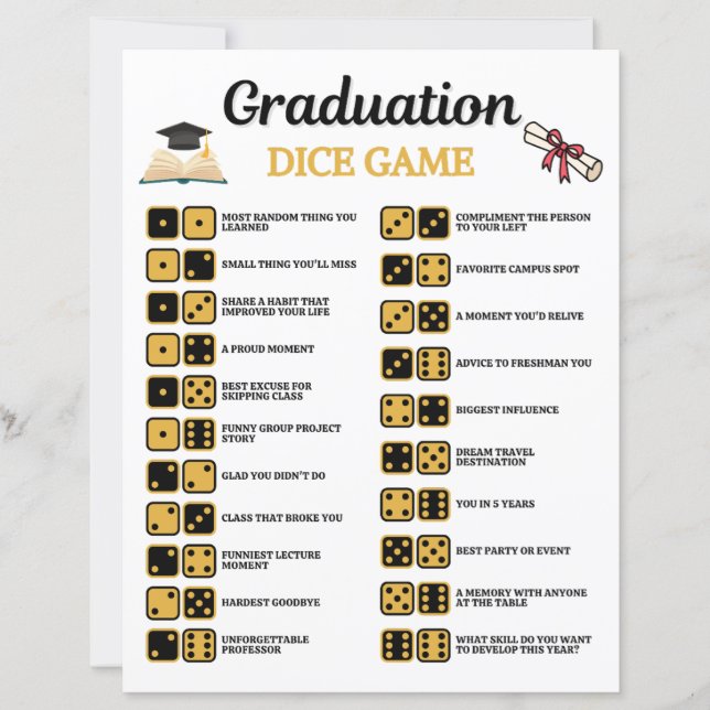 Papier Jeu de dés de remise des diplômes (Devant)