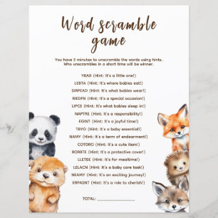 Papier Jeu de désordre de mots Animaux de la forêt Baby S