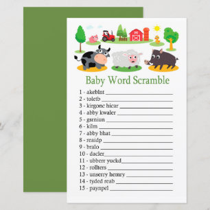 Papier jeu de désordre de mots bébé animaux de la ferme