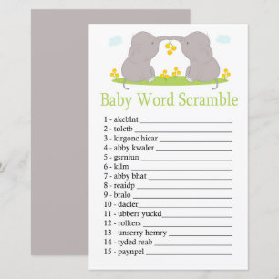 Papier jeu de désordre de mots bébé éléphant