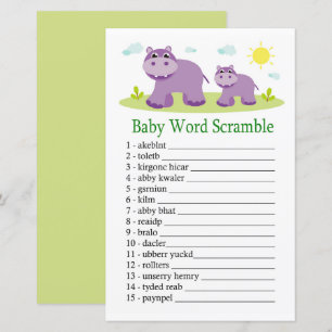 Papier jeu de désordre de mots bébé hippopotame