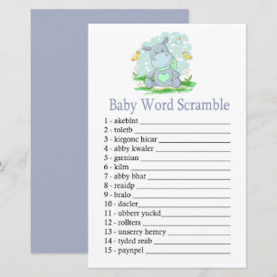 Papier Jeu de désordre de mots Bébé Hippopotame Bébé