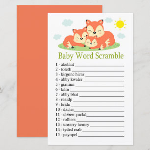 Papier Jeu de désordre de mots bébé renard endormi