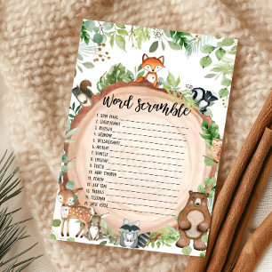 Papier Jeu de désordre de mots de douche Animaux de la fo