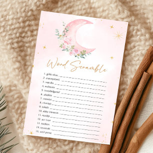 Papier Jeu de désordre de mots Fête de Bébé Lune Rose et