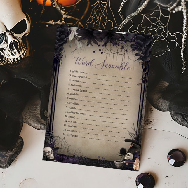 Papier Jeu de désordre de mots gothiques et ensorcelants  (Witchy Baby Shower Word Scramble Game)