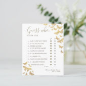 Papier Jeu de devinette Baby Shower Bohème Papillon Doré (Debout devant)