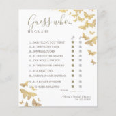 Papier Jeu de devinette Baby Shower Bohème Papillon Doré (Devant)