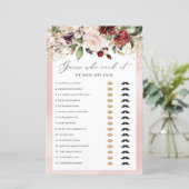 Papier Jeu de devinette Boho Bourgogne Floral Il a dit El (Debout devant)