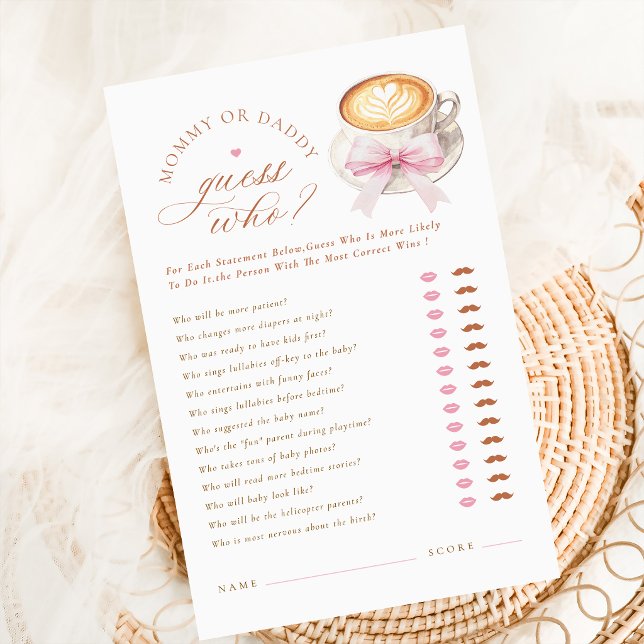 Papier Jeu de devinette Café Coquette Maman ou Papa Bébé (Créateur téléchargé)
