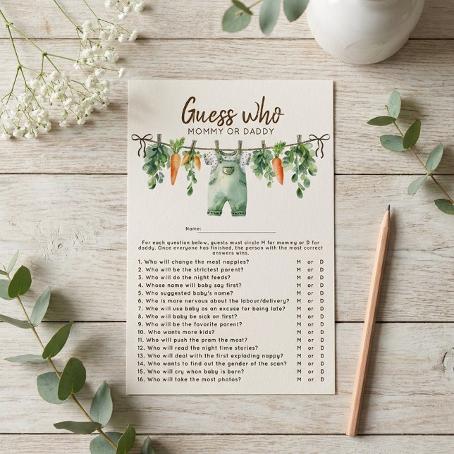 Papier Jeu de devinette de bébé 'Locally Grown' pour la f (Créateur téléchargé)