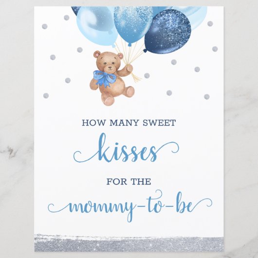 Papier Jeu de devinette de câlins Ourson pour Baby Shower (Devant)