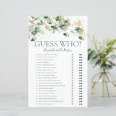 Papier Jeu de devinette de mariage Eucalyptus (Debout devant)