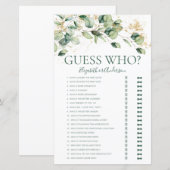 Papier Jeu de devinette de mariage Eucalyptus (Devant / Derrière)