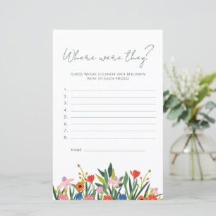 Papier Jeu de devinette de mariage floral coloré Où étaie