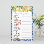 Papier Jeu de devinette de mariage floral de citron d'été (Debout devant)