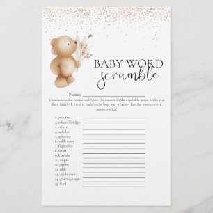 Papier Jeu de devinette de mots 'Ours & Abeille' pour Bab