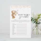 Papier Jeu de devinette de mots 'Ours & Abeille' pour Bab (Debout devant)