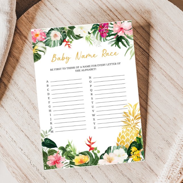 Papier Jeu de devinette de nom de bébé Shower Aloha Baby  (Aloha Baby Shower Game)