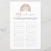 Papier Jeu de devinette de nom de bébé Shower arc-en-ciel (Devant)