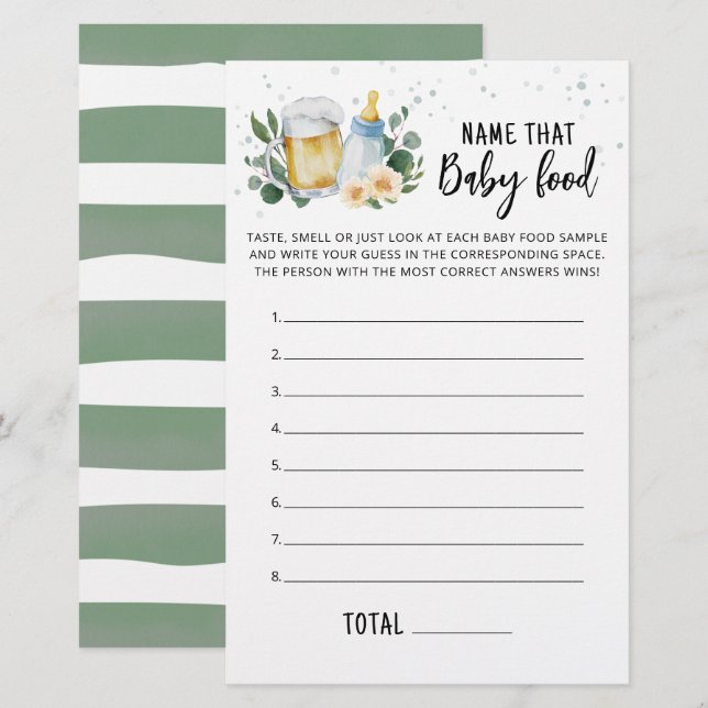 Papier Jeu de devinette de nourriture pour bébé Greenery  (Devant / Derrière)