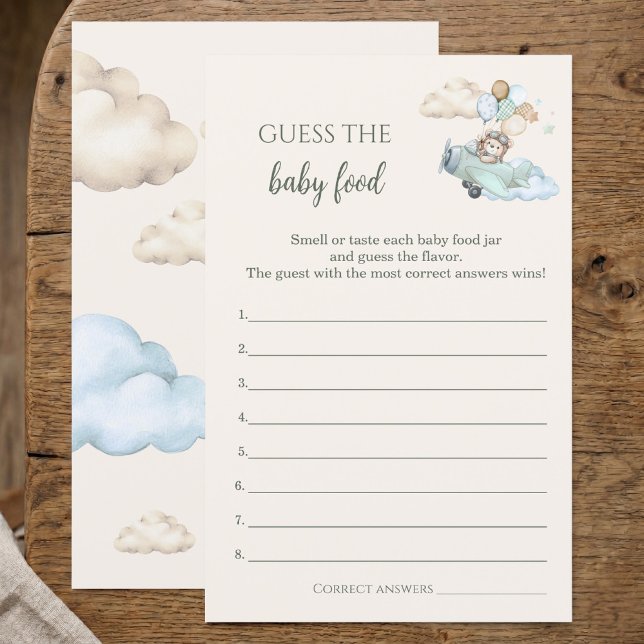 Papier Jeu de devinette de nourriture pour bébé Ourson (Guess The Baby Food Game Bearly Wait Airplane Boy)