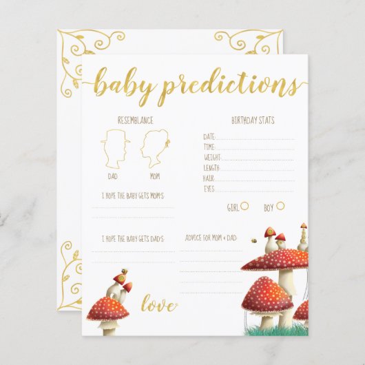 Papier Jeu de devinette de prédictions pour bébé Champign (Devant / Derrière)